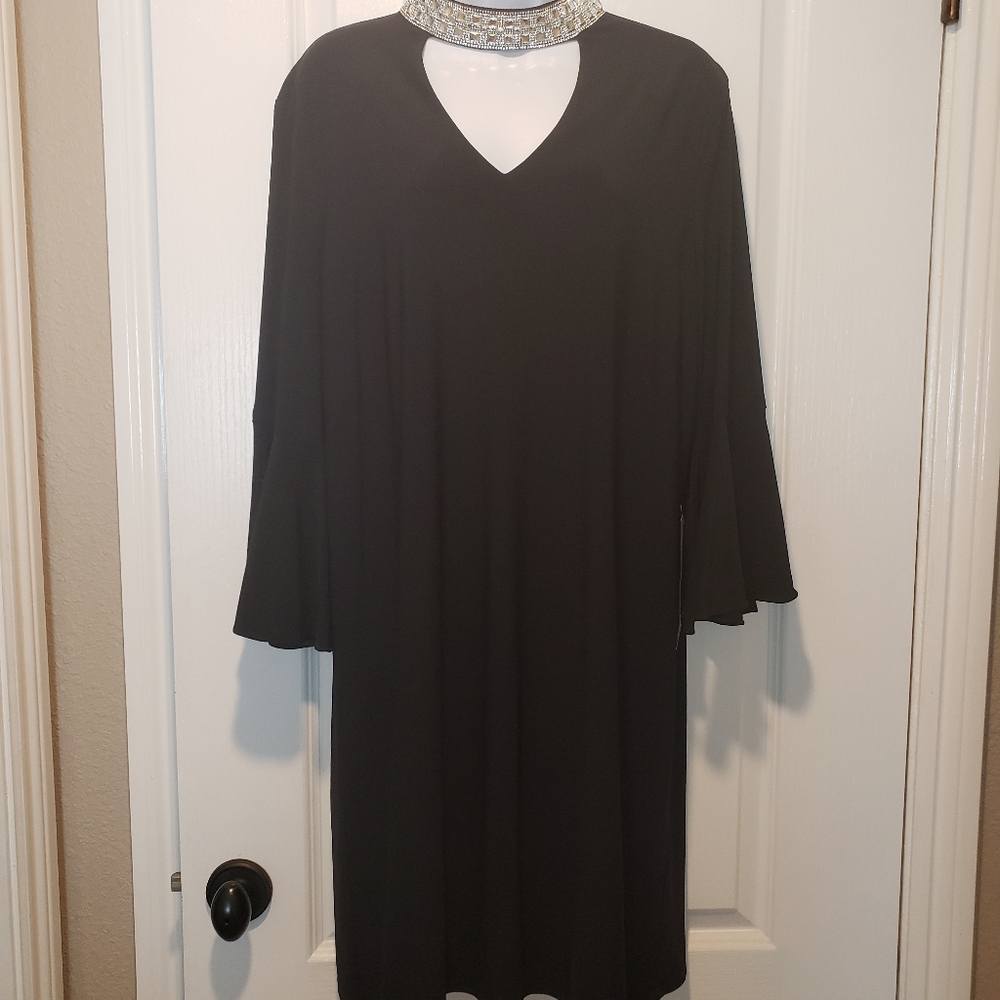 MSK Little Black Dress w/ Rhinestone Collar- XL